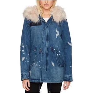 Avec Les Filles Denim Faux Fur-Lined Women's Jacket